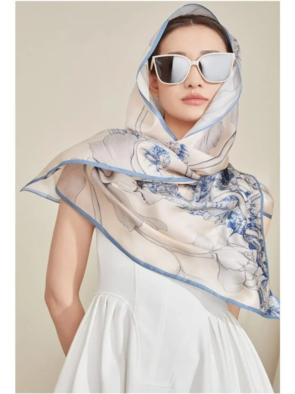 Luxurious 100% Mulberry Silk Long Scarf for Women - Large Oblong Wrap